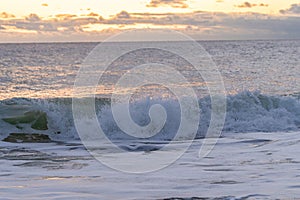 Atlantic Ocean waves crashing ashore onto the beach