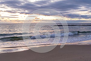 Atlantic Ocean waves crashing ashore onto the beach