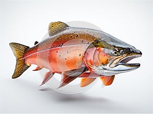 Atlantic salmon fish isolated on white background.