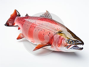 Atlantic salmon fish isolated on white background.