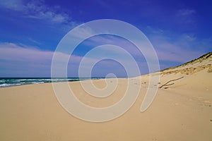 Atlantic sea over sand dunes with ocean view in summer in lacanau beach