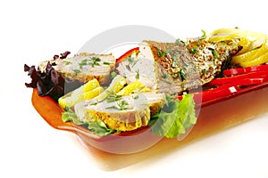 Atlantic tuna served on plate