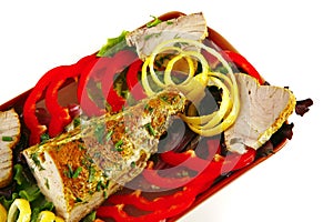 Atlantic tuna served on plate