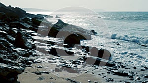 Atlantic waves crashing on rocky coast