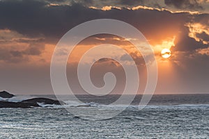 Atlantic waves at Mealista Coast on the Isle of Lewis in Scotland.