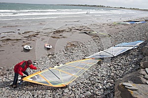 Atlantic windsurfer getting ready