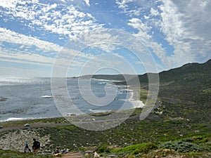 Atlantic ÃÂ²cean and long white cloud sky in South Africa photo