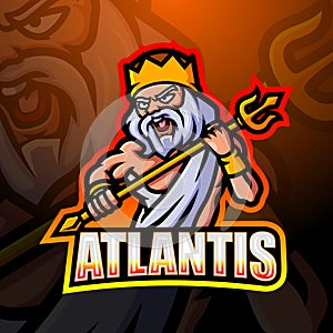 Atlantis mascot esport logo design