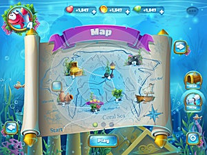 Atlantis ruins with fish rocket - level game map photo