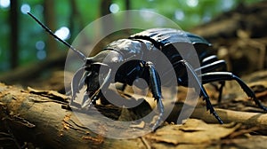 Atlas beetle (Scientific name Chalcosoma atlas) , famous exotic pets. generative ai