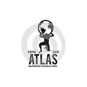 Atlas lifting globe logo design template