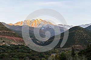 Atlas mountains and Imlil valley at sunset, Morocco