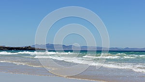 Atlas mountains in Morroco view from Europe - Tarifa beach photo