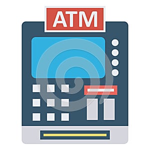 Atm, atm machine Color Vector icon which can be easily modified or edited