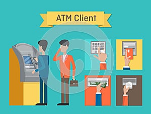 ATM or automated teller or cash machine clients.