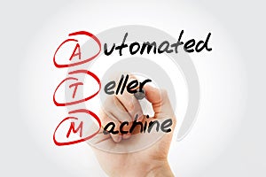 ATM - Automated Teller Machine acronym with marker, concept background