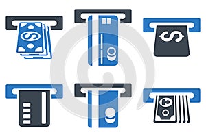 ATM Bank Cashout Flat Glyph Icons