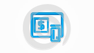 ATM, banking, dollar cash, card money, finance realistic icon. 3d line vector illustration. Top view