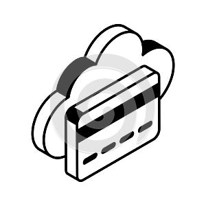 Atm card with cloud concept isometric icon of cloud payment, online payment vector