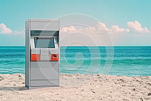 ATM, deposit machine on the ocean. business and technology