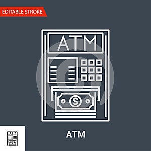 ATM Icon. Thin Line Vector Illustration