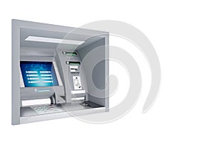 ATM isolated on white background. 3D rendering