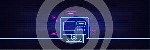 ATM line icon. Money withdraw sign. Neon light glow effect. Vector