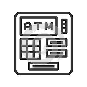 atm machine, bank and financial related icon, editable stroke outline