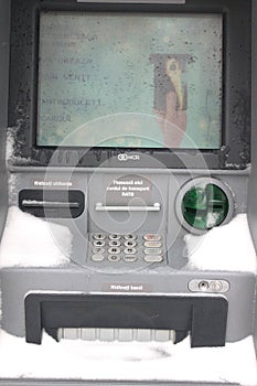 ATM machine blizzard snow