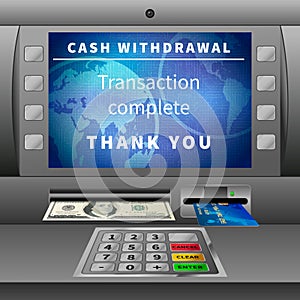 ATM machine with cash withdrawal operation