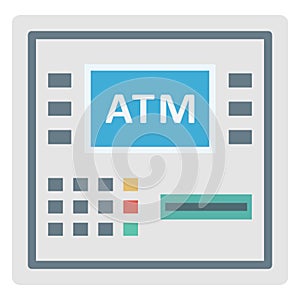 Atm Machine Color Vector icon which can easily modify or edit