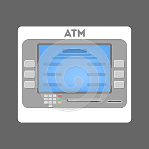 ATM machine interface with blue screen illsutration