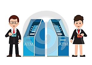 ATM machine money deposit and withdrawal or automated teller.