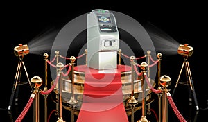 ATM machine on the podium, 3D rendering