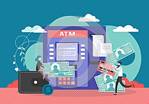 ATM machine vector flat style design illustration