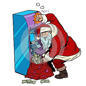 ATM pours out money, Santa Claus gets a Christmas holiday bonus
