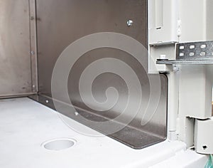 ATM safe reinforced from the inside with steel anti-burglar armor plates.