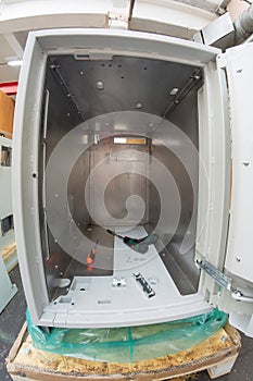 ATM safe reinforced from the inside with steel anti-burglary plates.