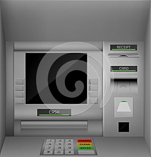 Atm screen, automated teller machine monitor.