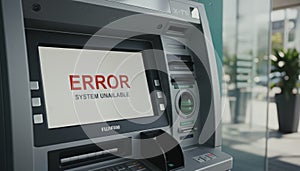 Atm screen showing system unavailable error message