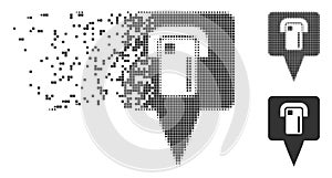 ATM Terminal Map Pointer Shredded Pixel Halftone Icon