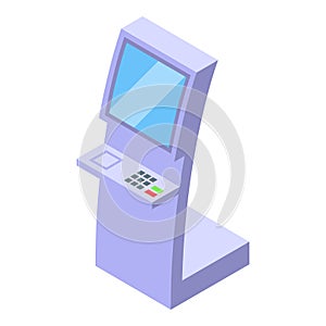 Atm touchscreen icon isometric vector. Phone system