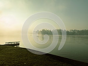 the atmosphere of the lake on a cool day