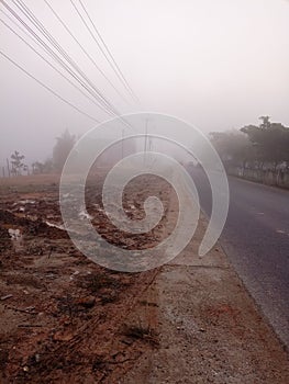 The atmosphere in the morning in the hills, along the way the climate is cool and cold. Dew falls in the morning at 06:30.