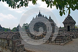 The atmosphere of Plaosan Temple in Klaten, Central Java with sunny weather