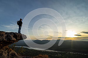 The atmosphere, the sky, the clouds, the sunrise over the mountain at Chana Dai Cliff.