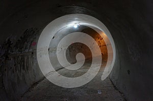 Atmosphere walk way inside open tunnel Built with cement concrete