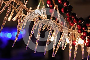 Atmospheric Christmas decorations on a mirror