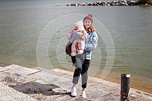 Atmospheric lifestyle photo woman with baby