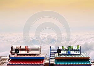 Atmospheric mist moss from the roof of a house, Phu Thap Boek, P